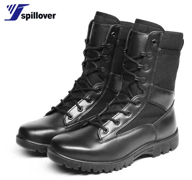 New Top Black  Genuine Leather Rubber Combat Boots Tactical boots