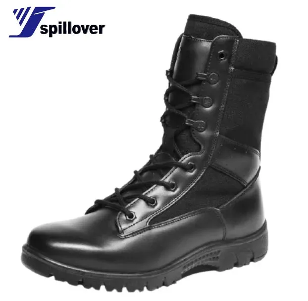 New Top Black  Genuine Leather Rubber Combat Boots Tactical boots