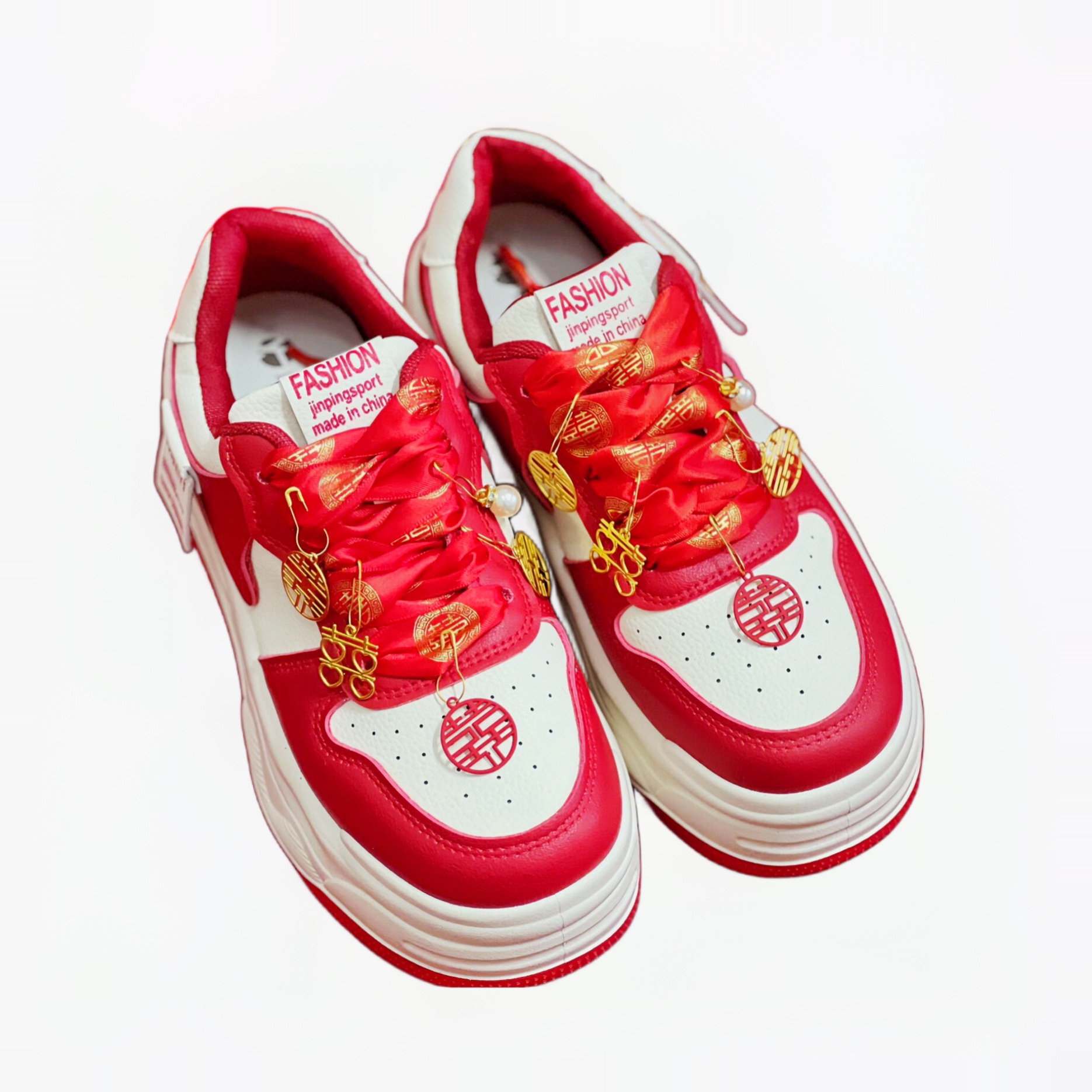  Red Chinese Bride Sneakers, Comfortable and Stylish, Perfect for Wedding Dresses and Hanfu