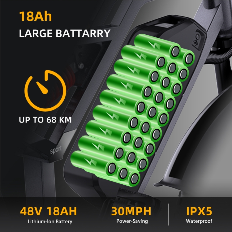 HAPPYRUN G60 750W 48V / 18AH Electric Bicycle with LED Display & 20 inch Tires, US Plug