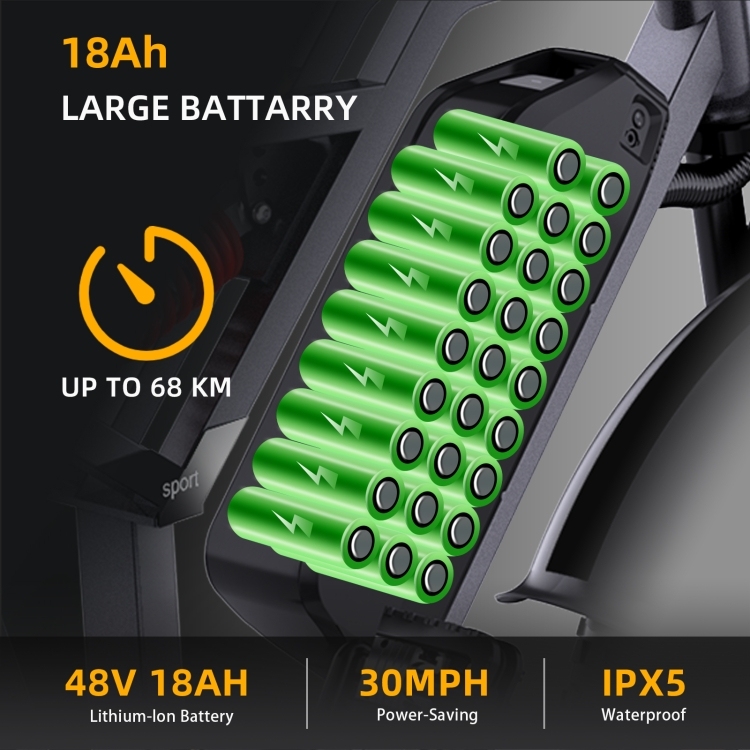 HAPPYRUN G60 750W 48V / 18AH Electric Bicycle with LED Display & 20 inch Tires, US Plug