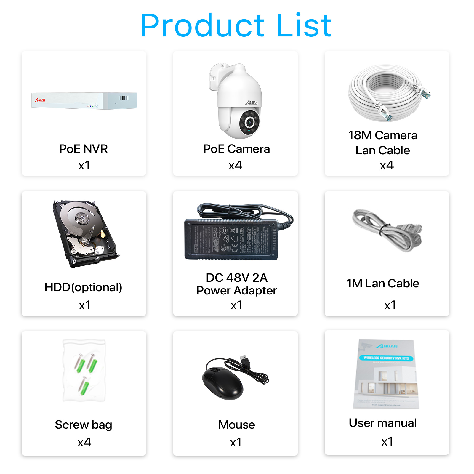 ANRAN 3K 5MP POE Security Camera System with Auto Tracking, AI Human Detection, 2-Way Audio