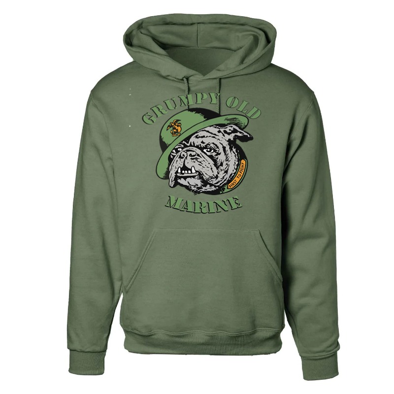 Grumpy Old Marine Bulldog Mascot Hoodie