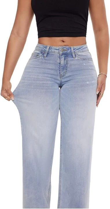 New Style Narrow-Cut Wide-Leg Stretch Pants — High-Waisted, Butt-Lifting, Straight-Leg, Loose-Fit Denim Trousers