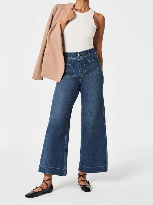 Tummy Control Cropped Wide-Leg Jeans(BUY 2 FREE SHIPPING)