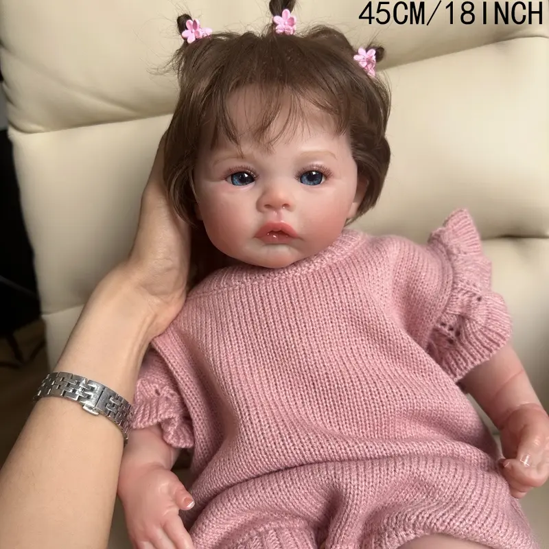 18-Inch Soft Silicone Reborn Youngsters Doll in Pink with Realistic 3D Skin