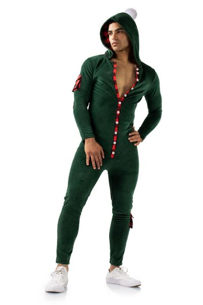 Men's Hooded Button Flap Jumpsuit 