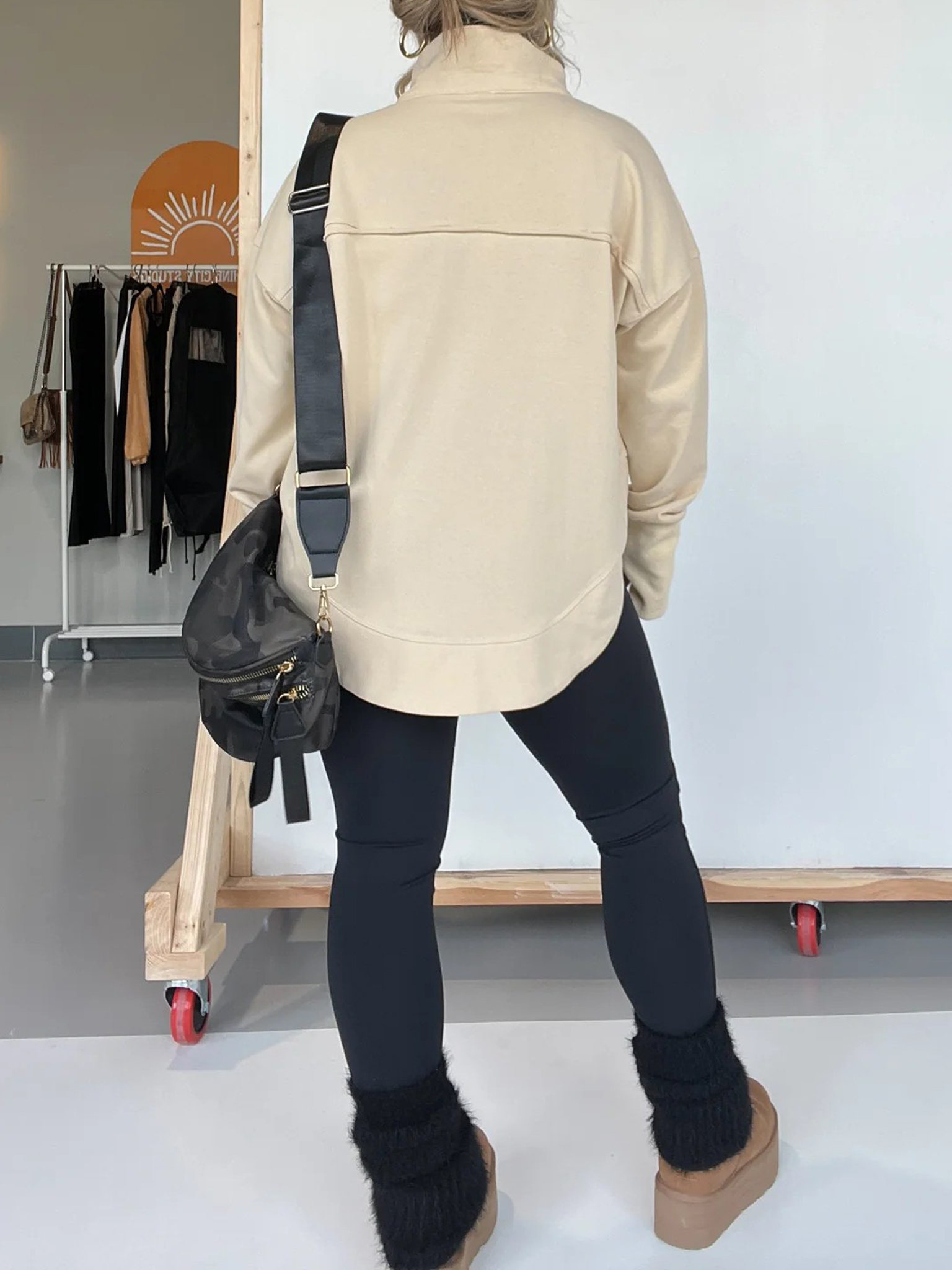 Half Neck Thumbhole Cuff Pullover Sweatshirt (Buy 2 Free Shipping)