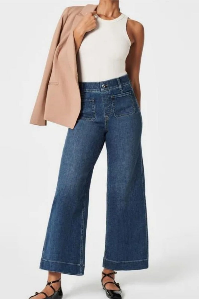 Elongating High-Waist Microflare Jeans