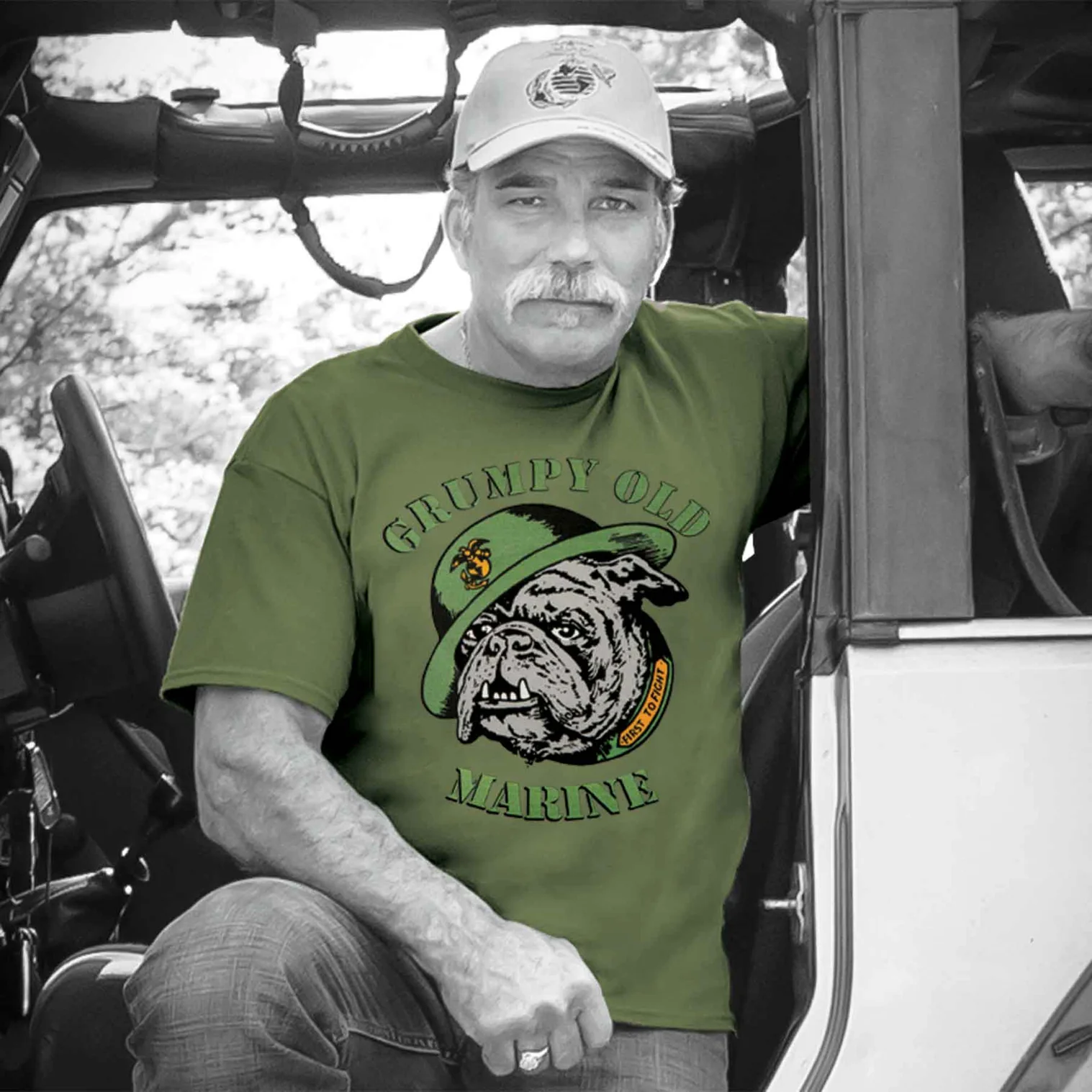 Grumpy Old Marine Bulldog Mascot T-shirt