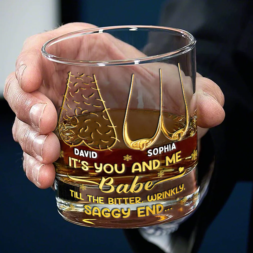 Cheeky Old Couple Drinking Glass - Personalized Gifts For Couples
