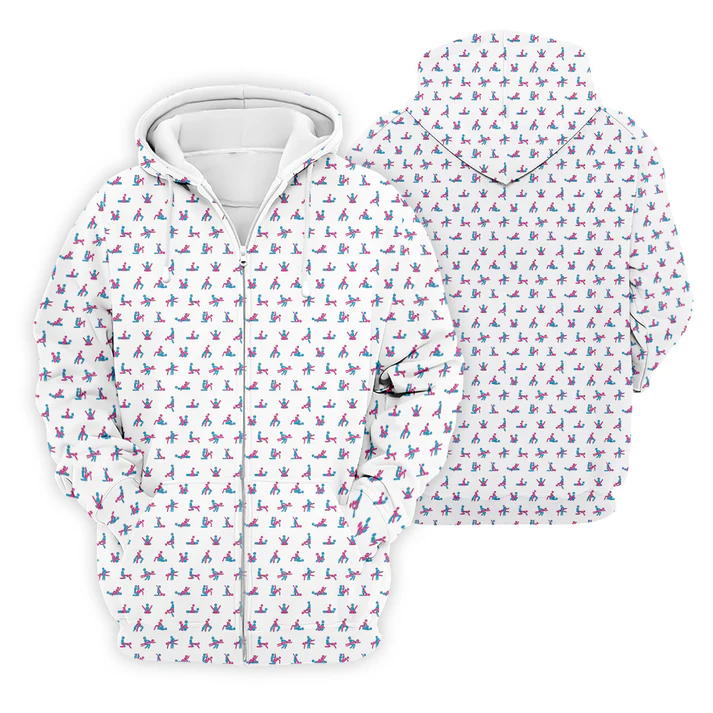 Blue And Pink Naughty Stick People White Golf Shirt, Polo Shirts For Men, Golf Gift For Men