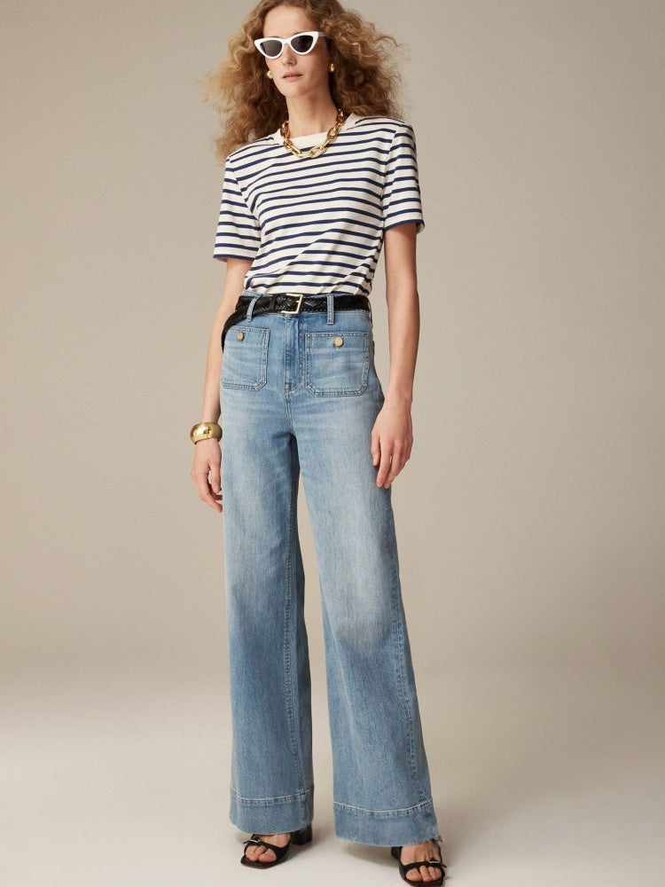 Accented Pocket Palazzo Jeans