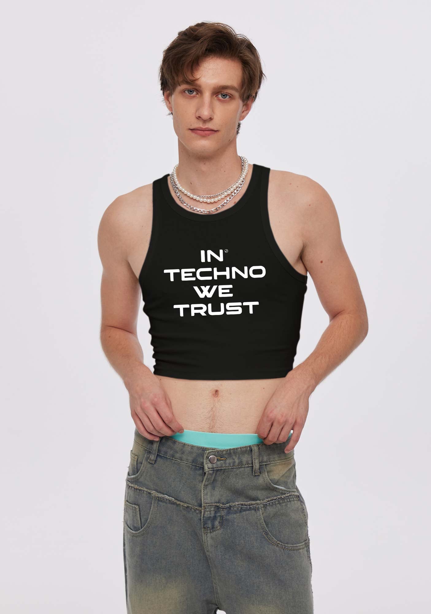 In Techno We Trust Y2K Crop Tank Top Cherrykitten