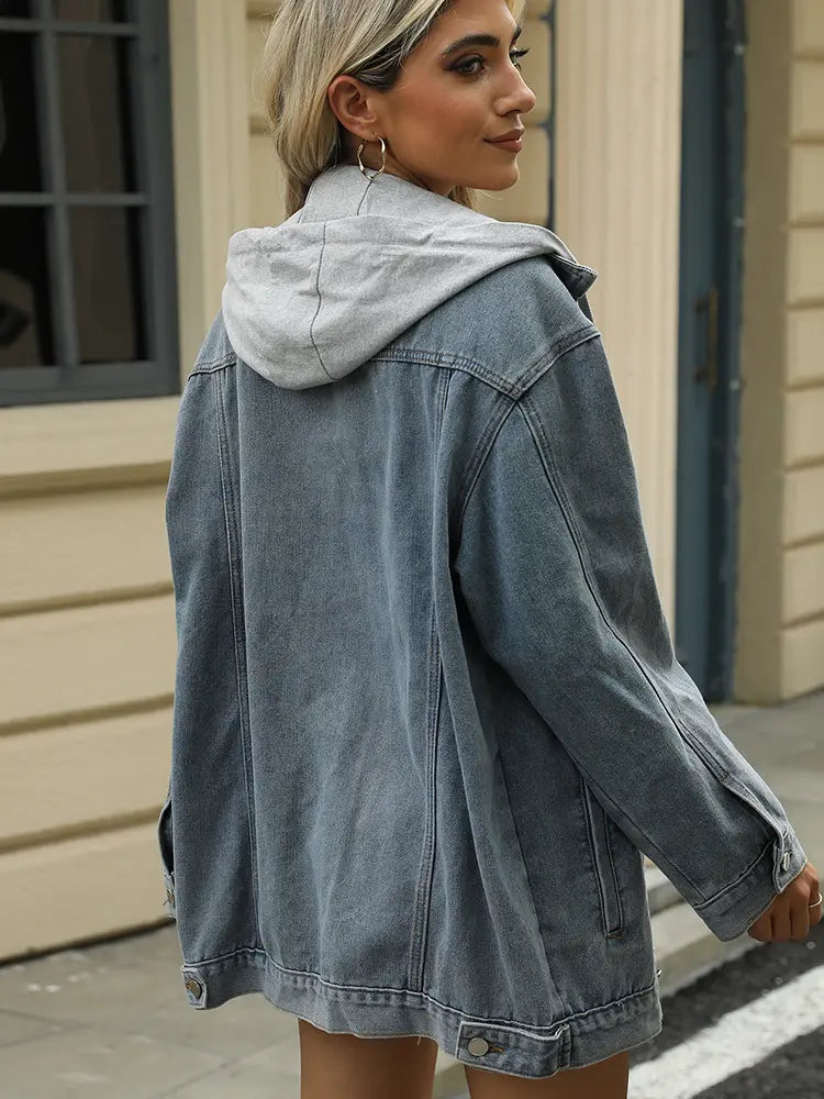 Women's Loose-Fit Hooded Denim Jacket