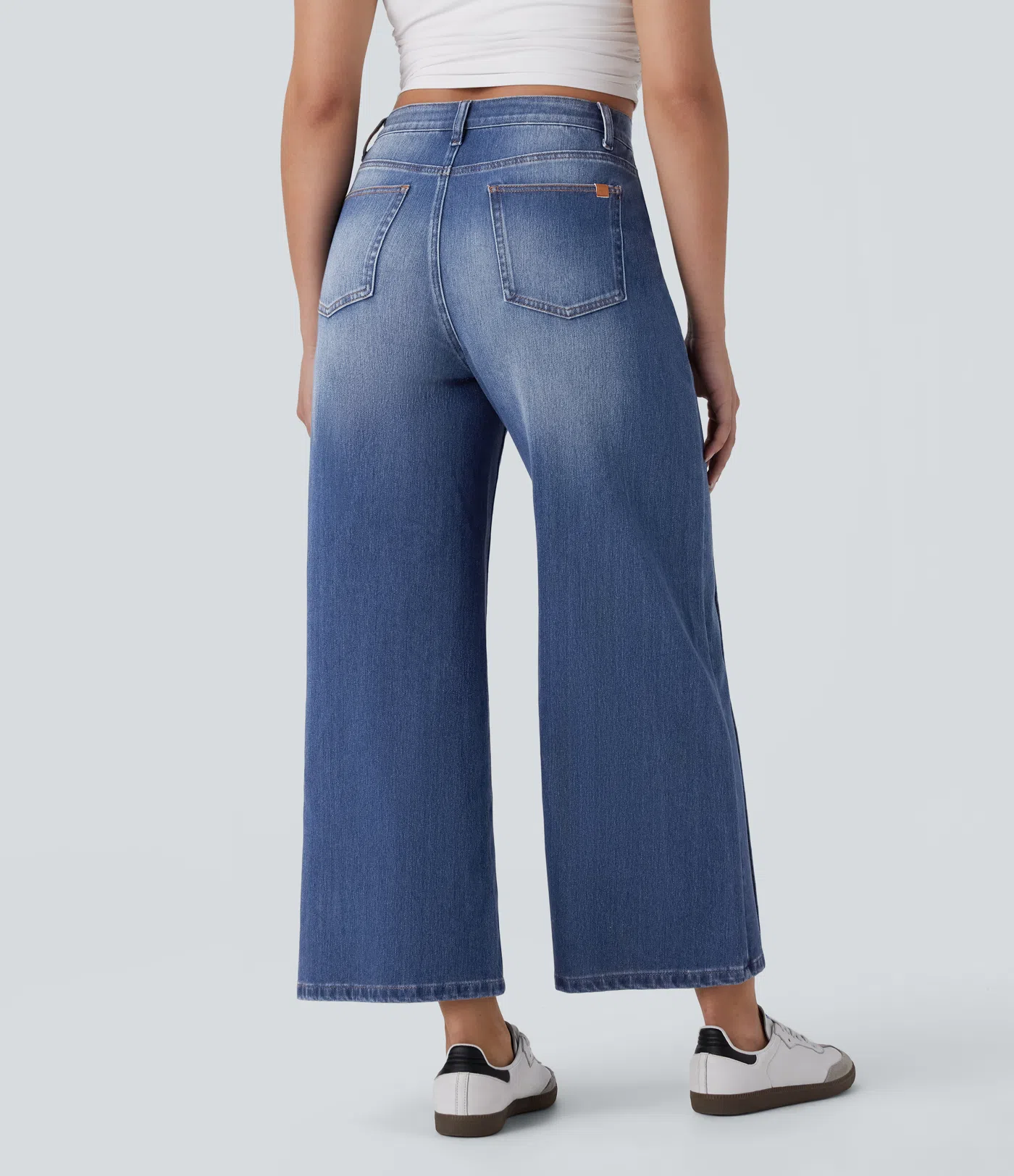 blacktend™ High Waisted Pockets Washed Casual Baggy Jeans