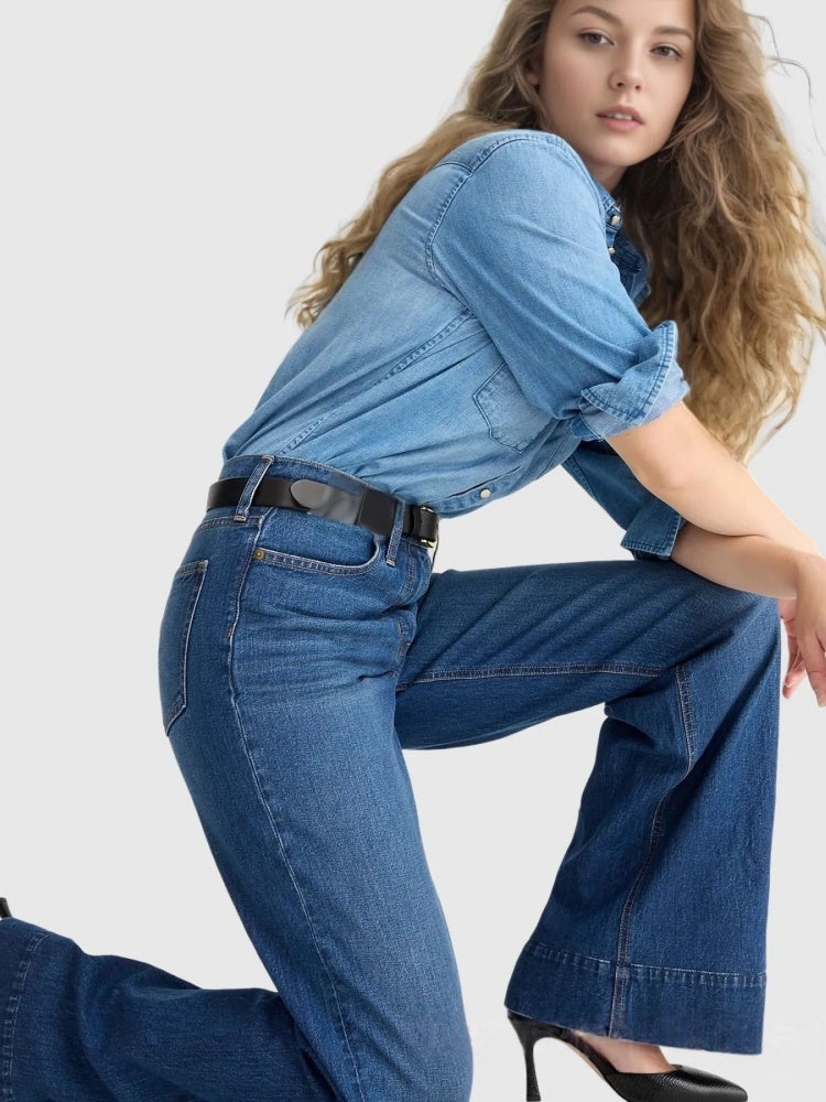 Classic Washed Flare Denim Pants