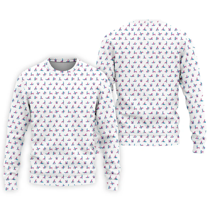 Blue And Pink Naughty Stick People White Golf Shirt, Polo Shirts For Men, Golf Gift For Men