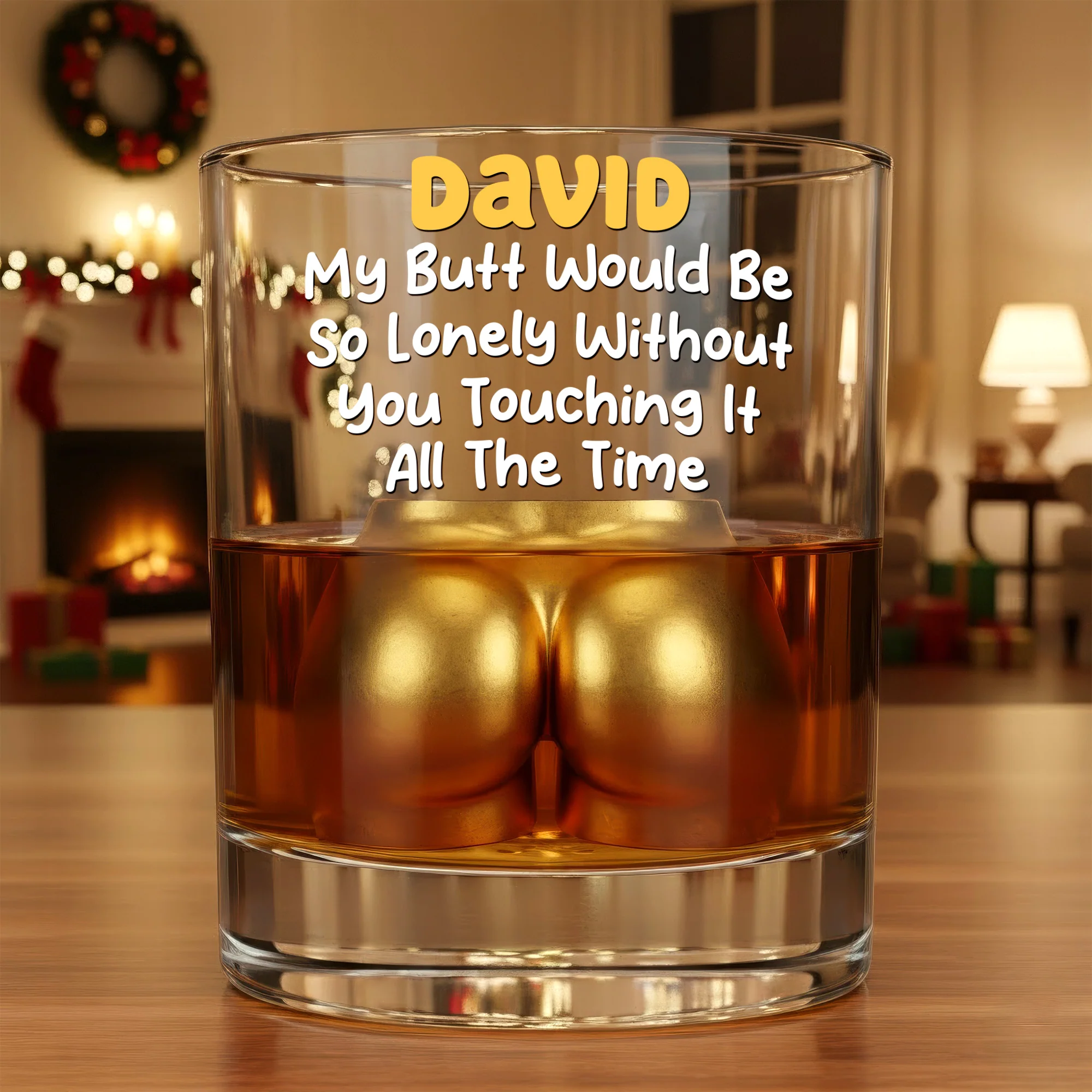 Naughty Couple 11oz Round Whiskey Glass - Personalized Gifts For Couple Christmas Glass
