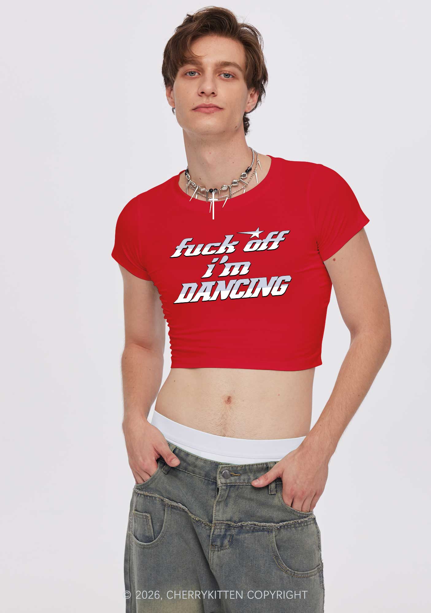 Fxxk Off Im Dancing Y2K Baby Tee Cherrykitten