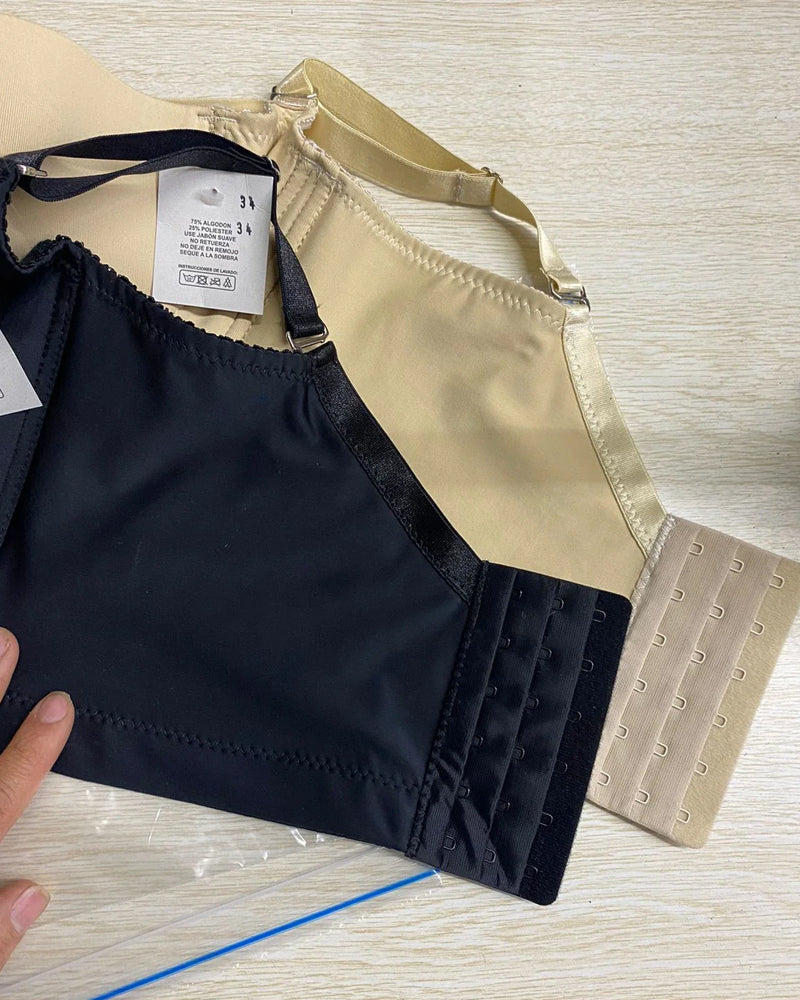 Solid Color Shaping Push-Up Bra With 6-Pin Buckle