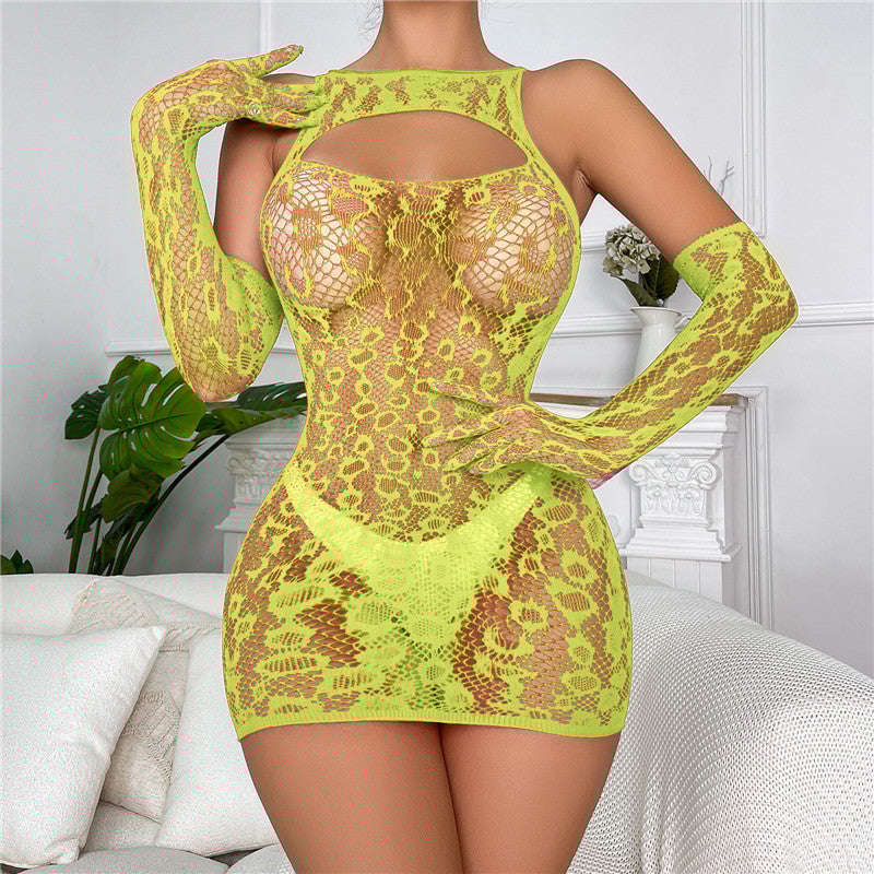 Mesh Skirt Hollow Glove Set