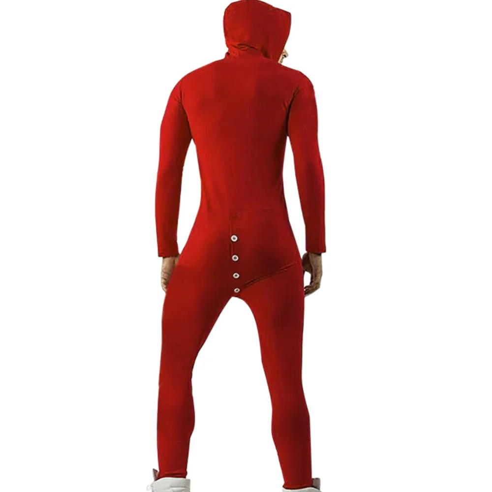  Men's Solid Cozy Button Down Jumpsuit Pajamas 