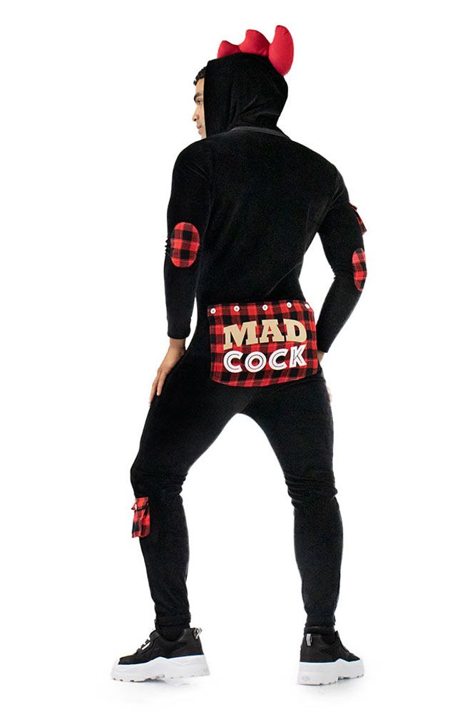 Men's Hooded Button Flap Jumpsuit 