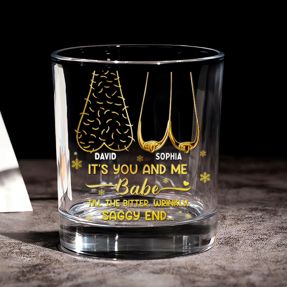 Cheeky Old Couple Drinking Glass - Personalized Gifts For Couples