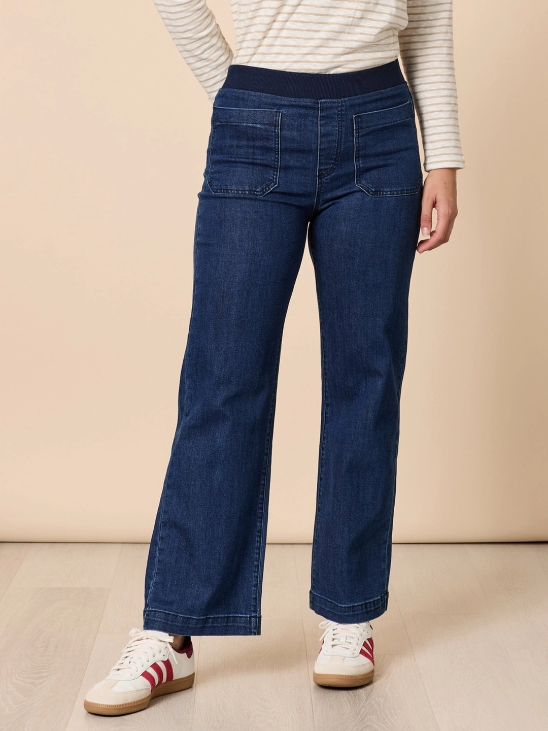 Carpenter Stretch Wide Leg Pull On Denim Jean 