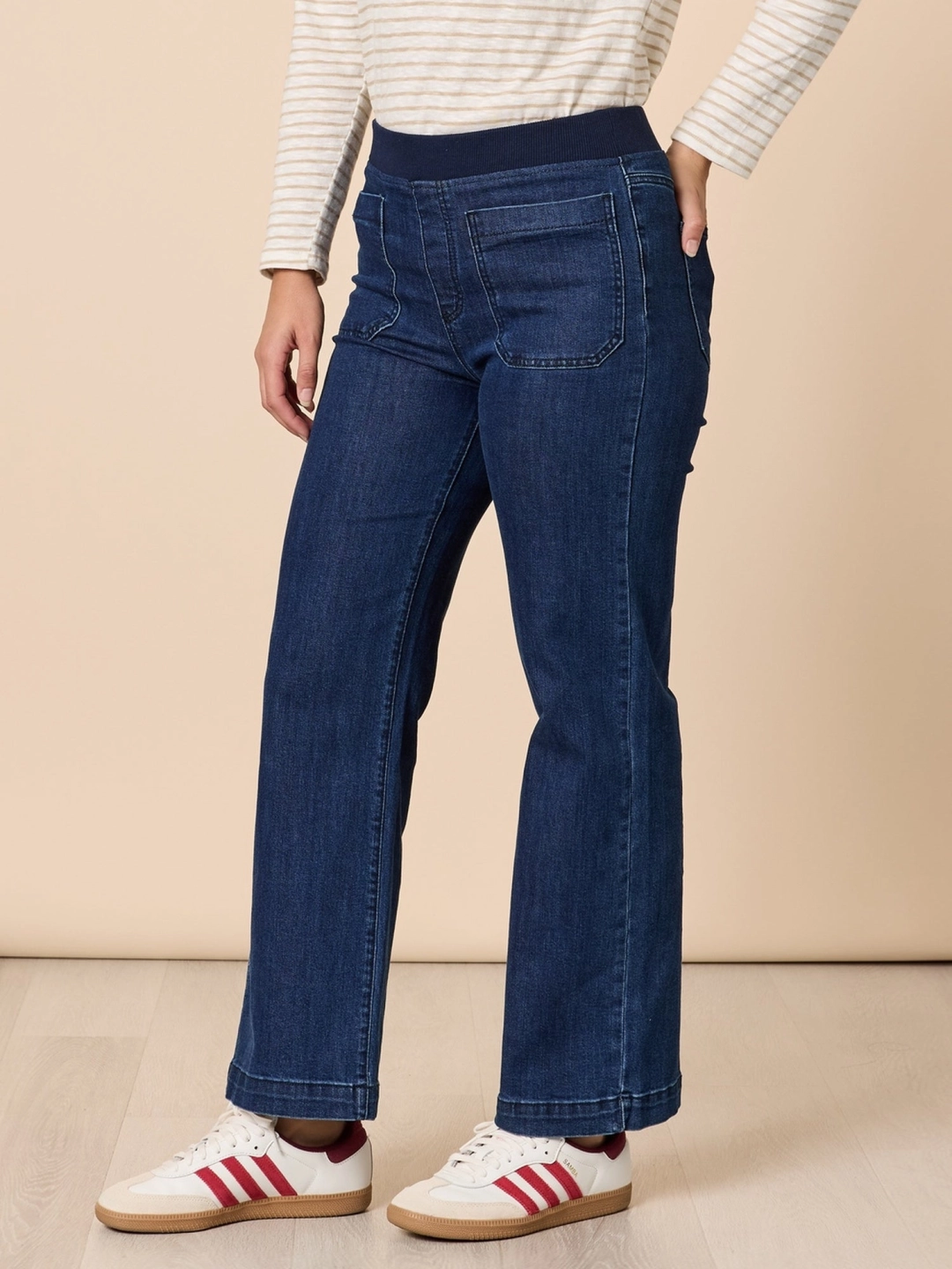 Carpenter Stretch Wide Leg Pull On Denim Jean 