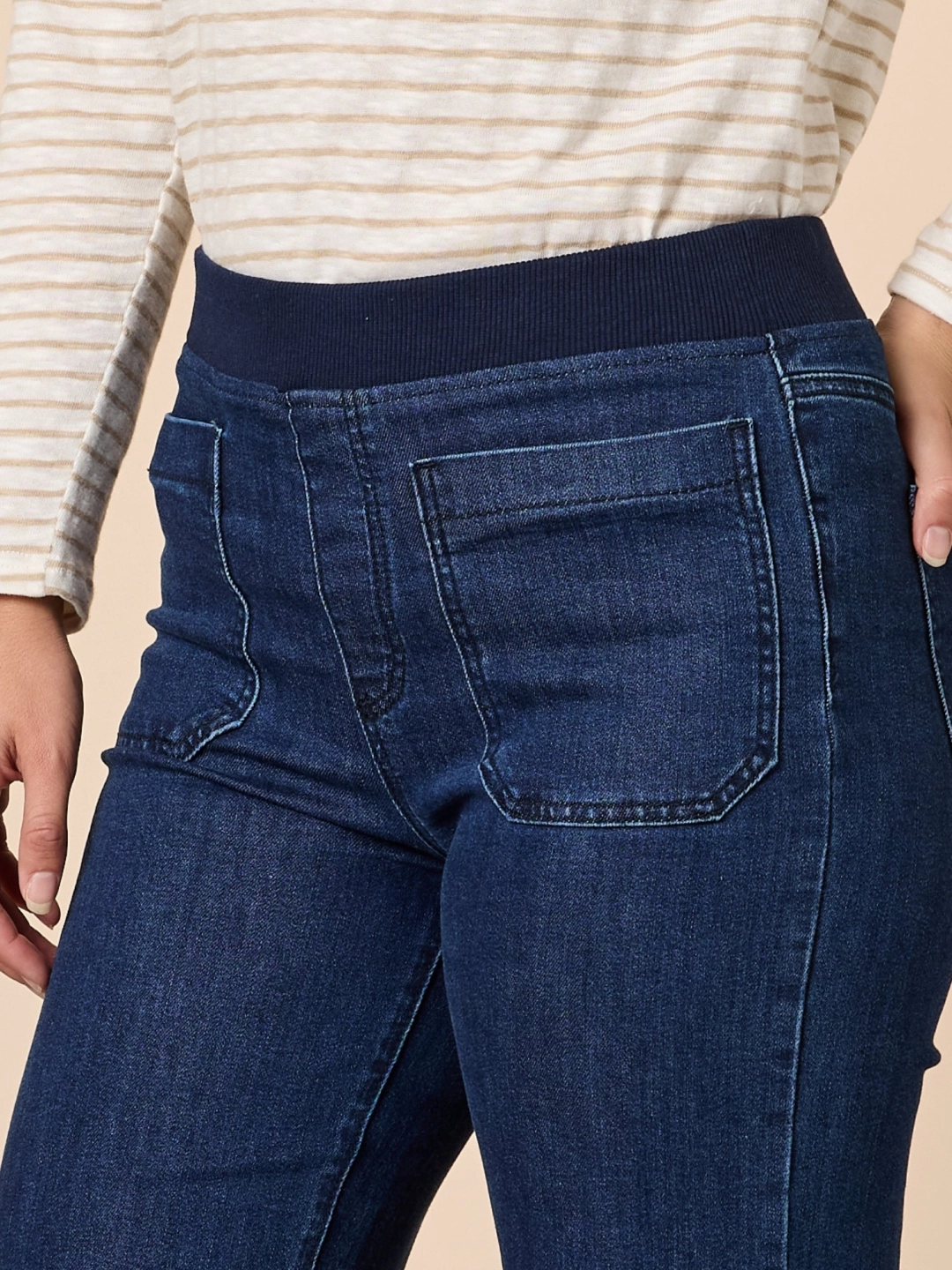 Carpenter Stretch Wide Leg Pull On Denim Jean 