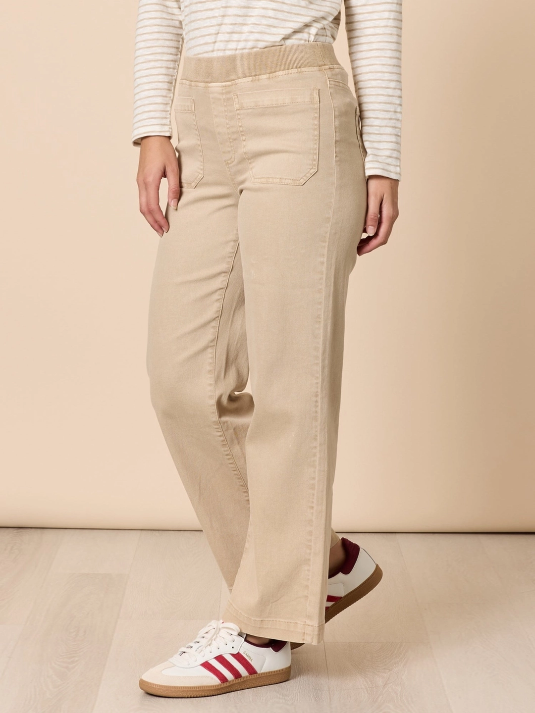 Carpenter Stretch Wide Leg Pull On Denim Jean 