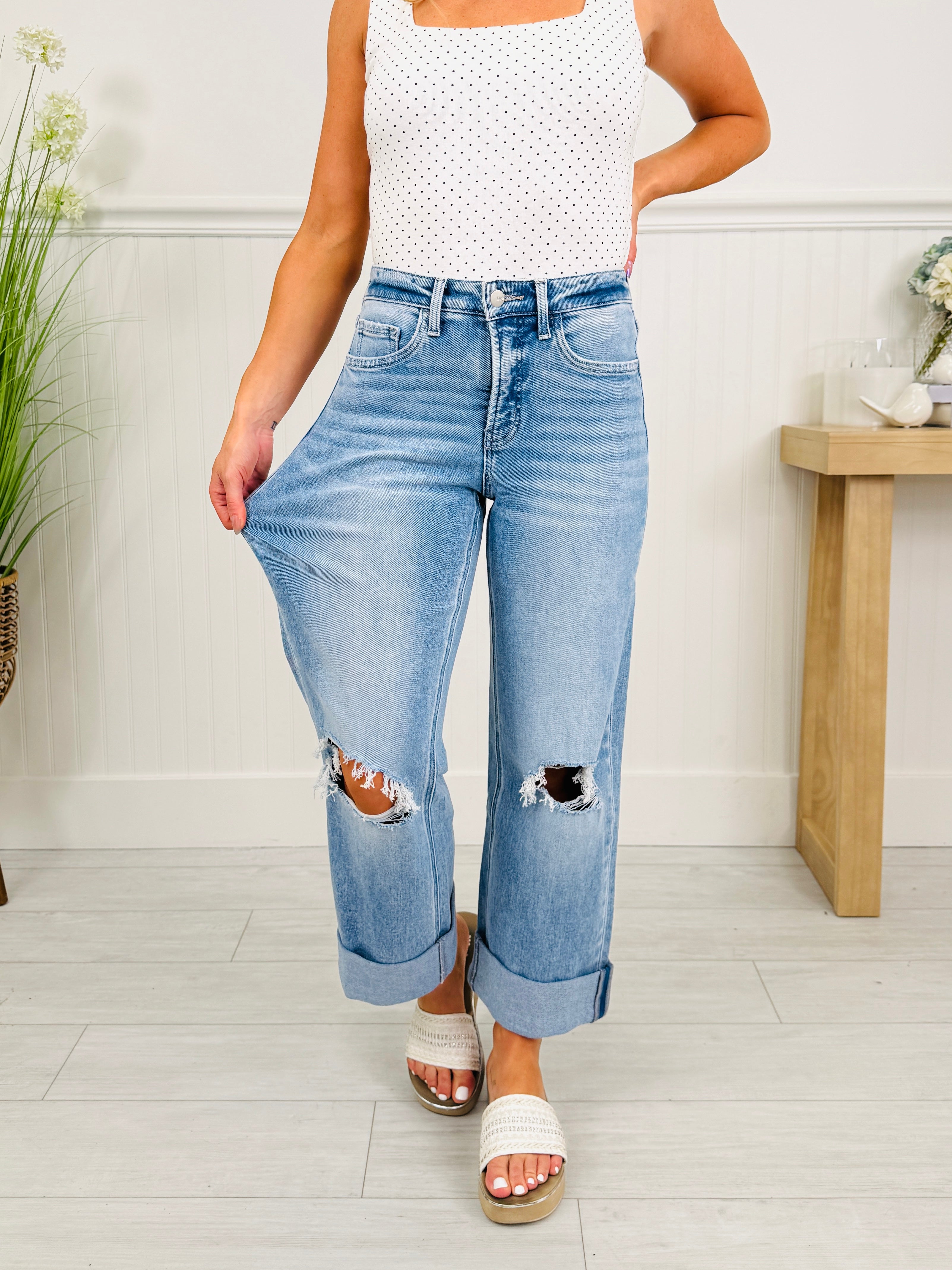 Casual Crush Cuffed Wide Leg Tummy Control Jeans