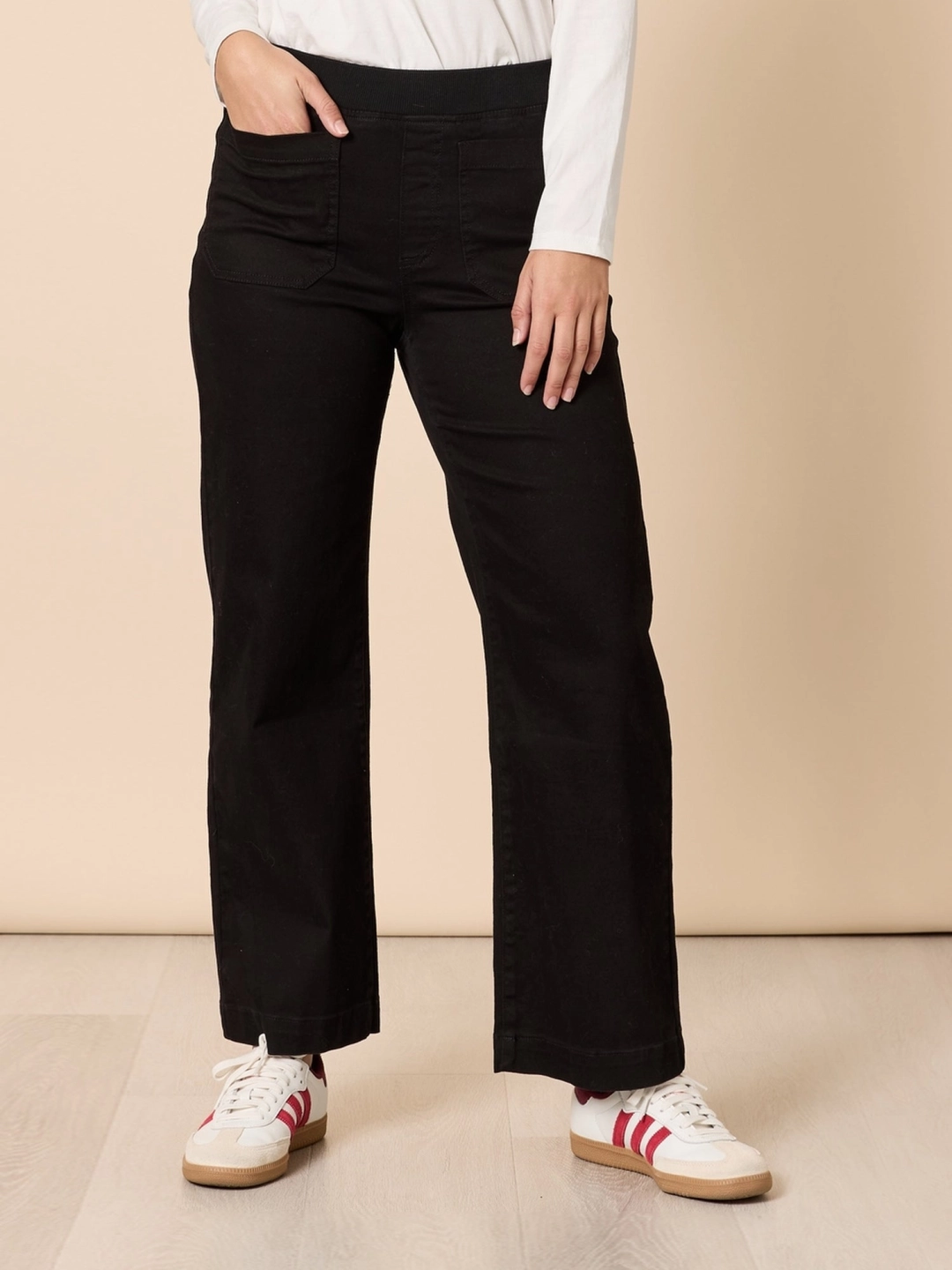 Carpenter Stretch Wide Leg Pull On Denim Jean 