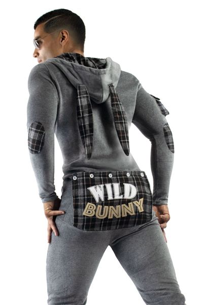 Men's Hooded Button Flap Jumpsuit 