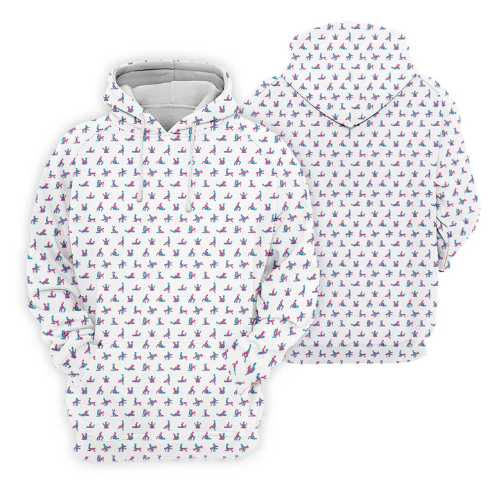 Blue And Pink Naughty Stick People White Golf Shirt, Polo Shirts For Men, Golf Gift For Men