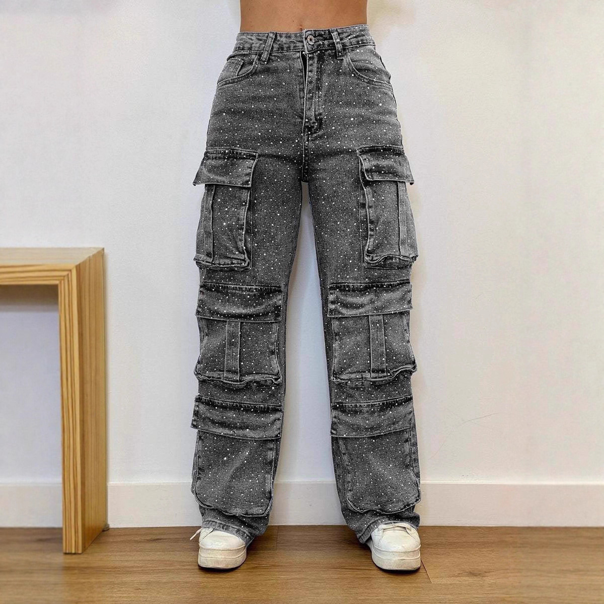 Shine Multi-Pocket Cargo Jeans
