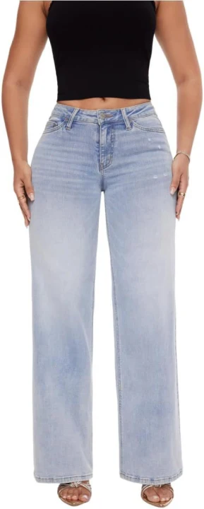 New Style Narrow-Cut Wide-Leg Stretch Pants — High-Waisted, Butt-Lifting, Straight-Leg, Loose-Fit Denim Trousers