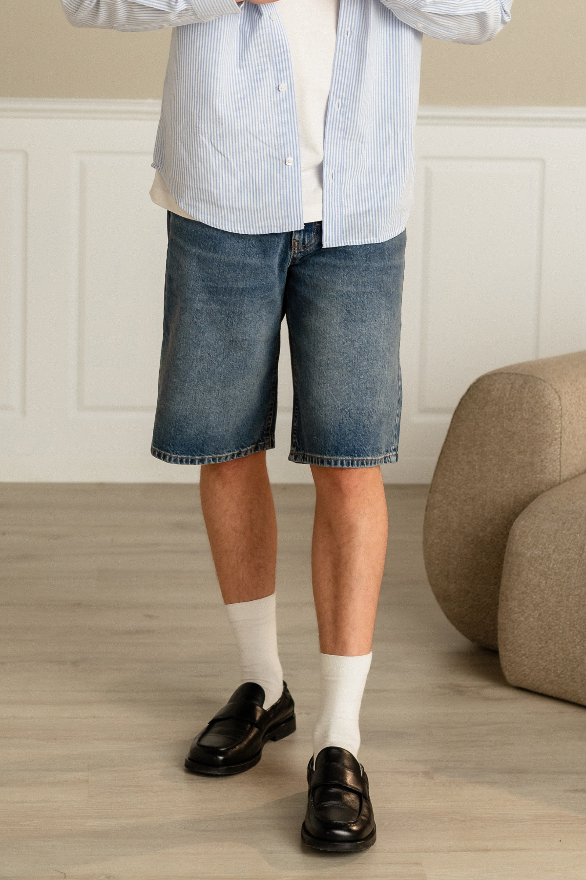 Denim Shorts Loose - Blue