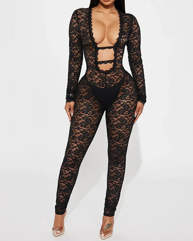 Lace See-Through Sexy Hot Girl Jumpsuit