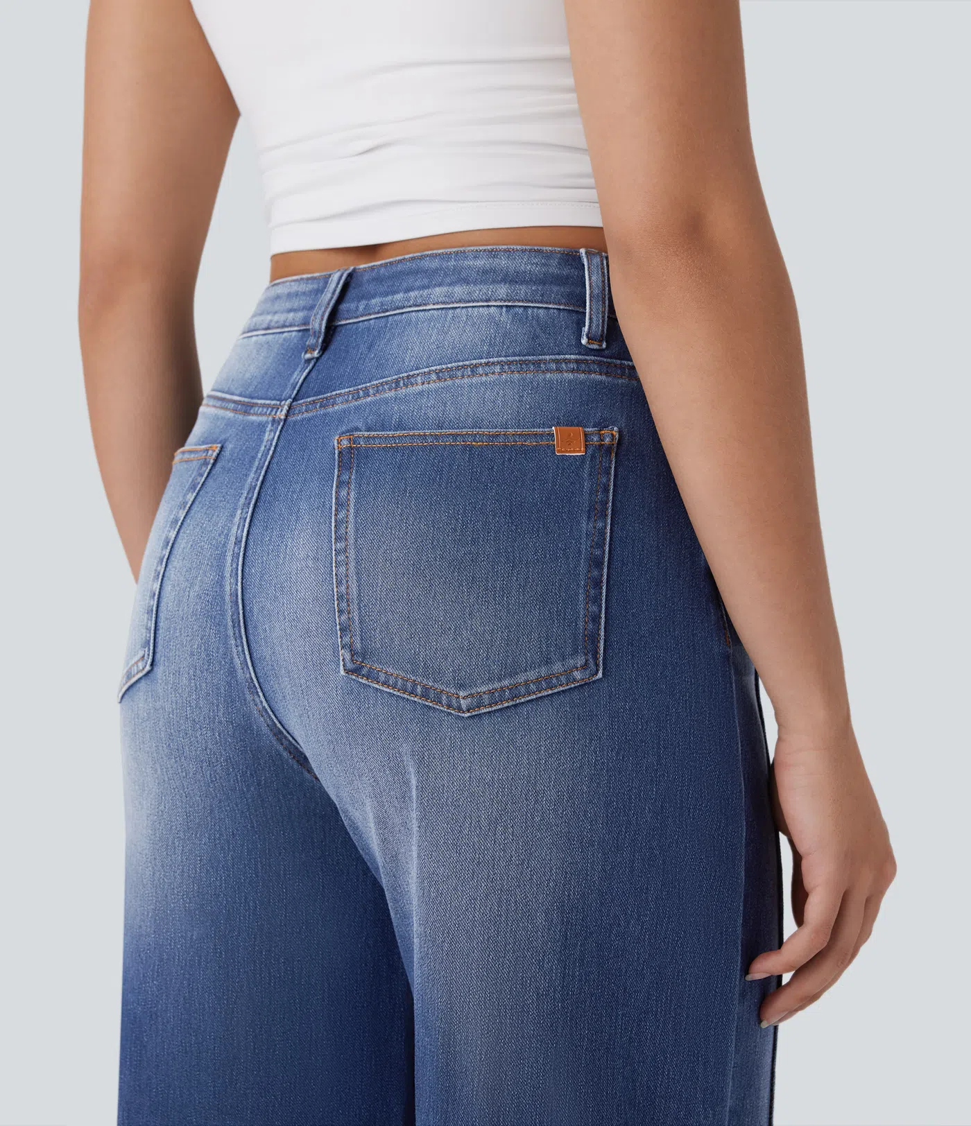 blacktend™ High Waisted Pockets Washed Casual Baggy Jeans