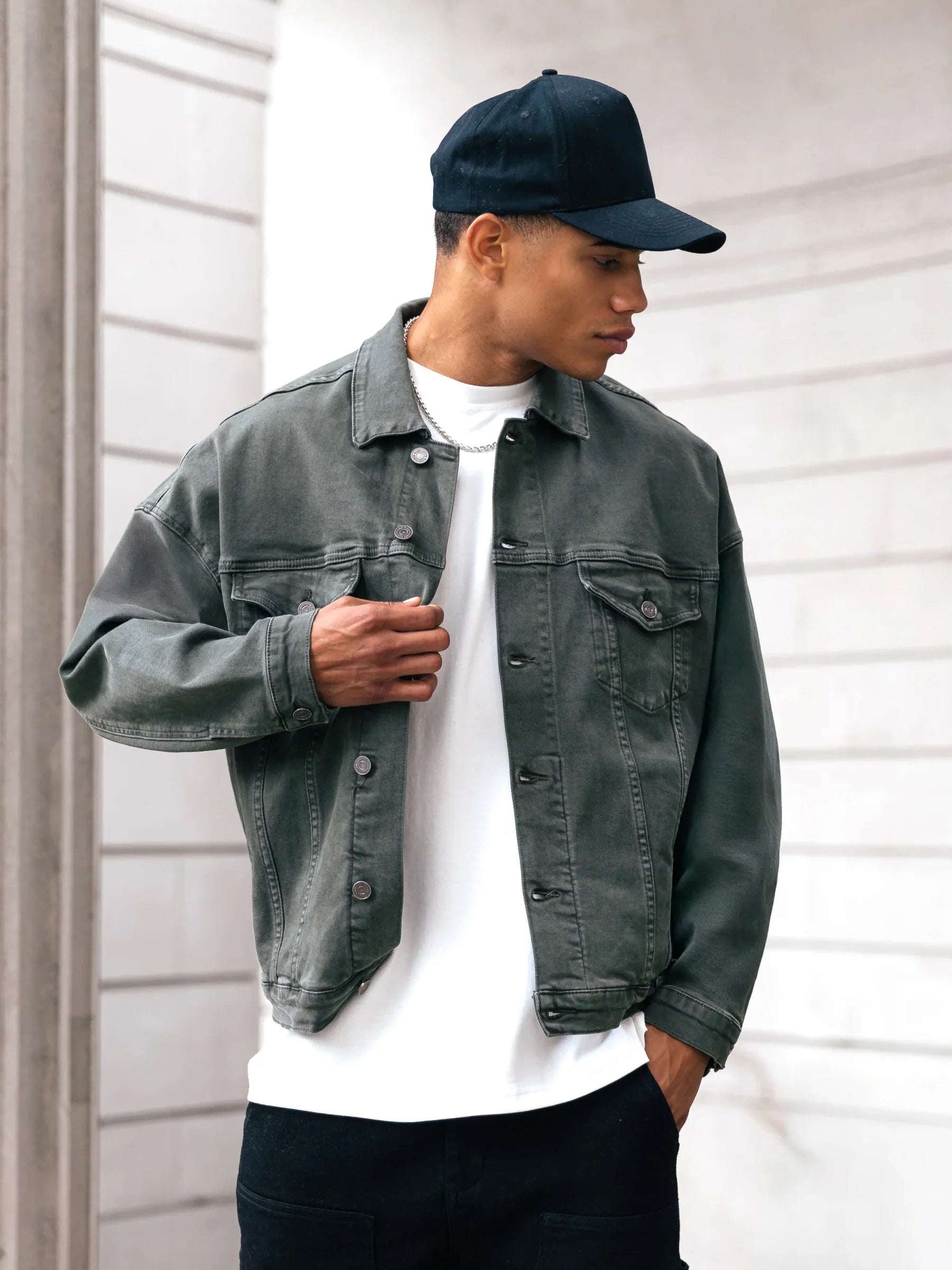 Blacktend Denim Trucker Jacket - Olive Green