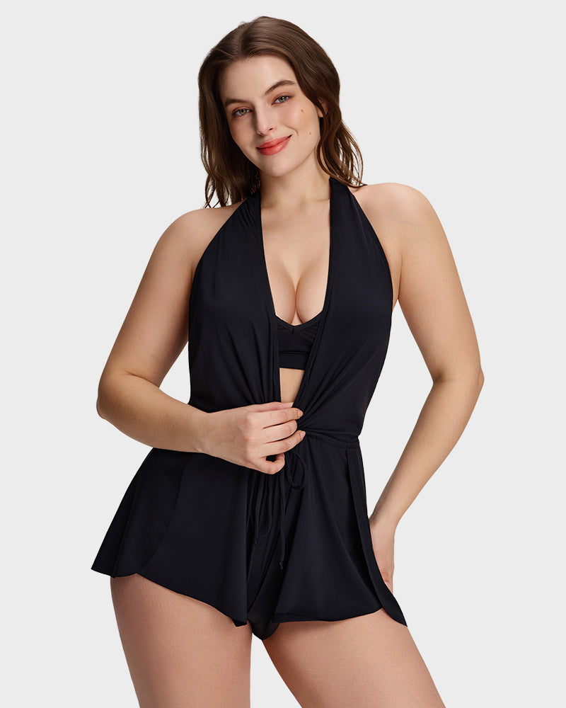 SculptSkin™ AirLift Halter V-Neck Swim Romper