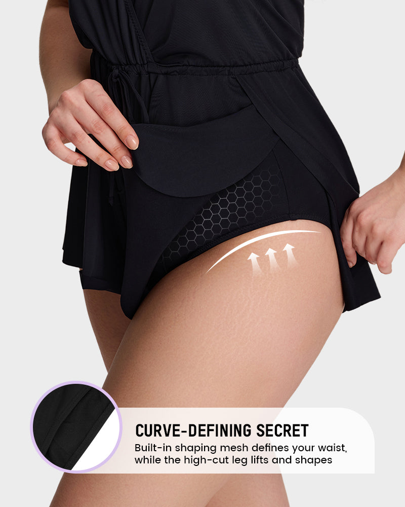 SculptSkin™ AirLift Halter V-Neck Swim Romper