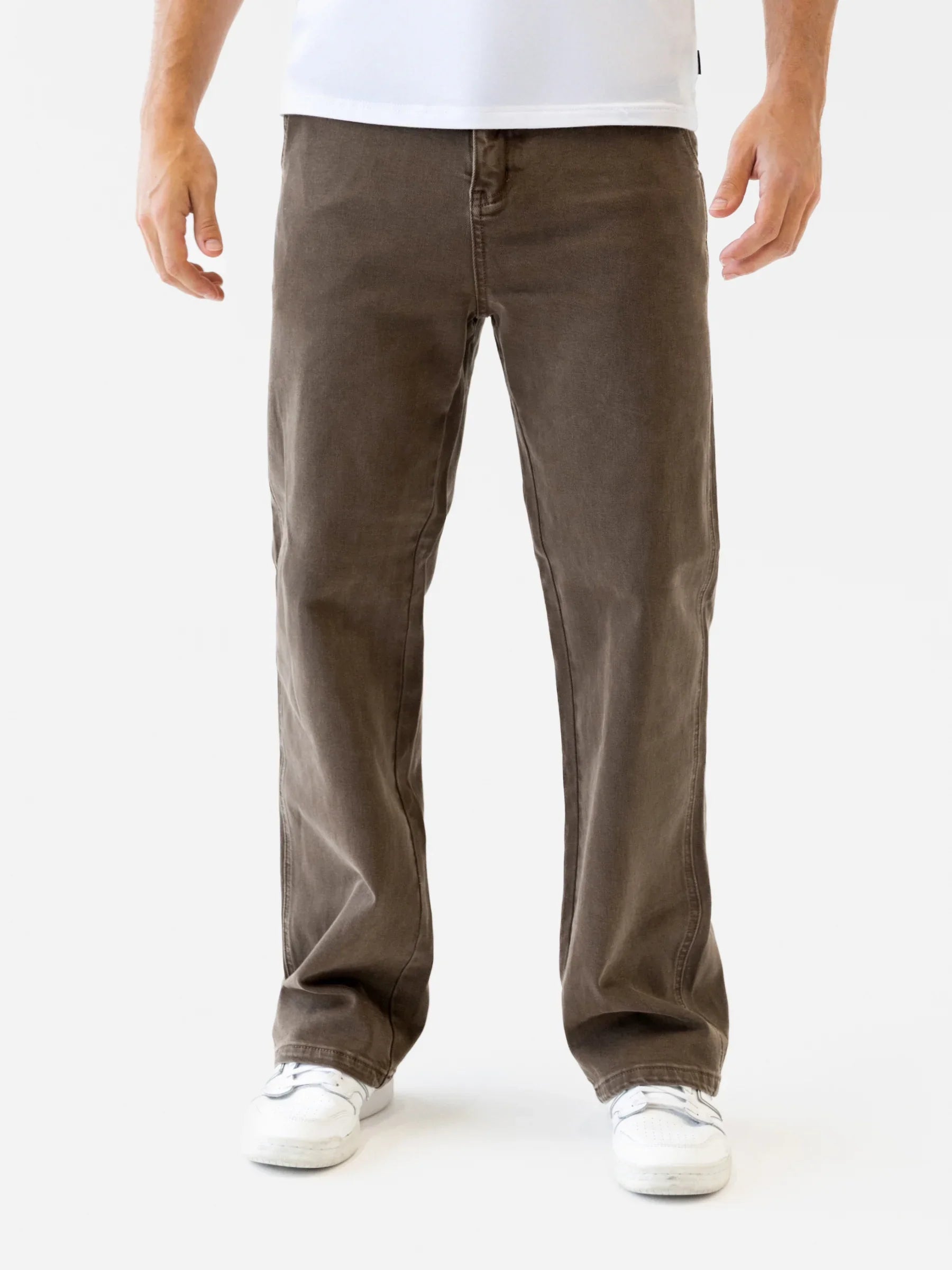 Straight Leg Jeans - Brown