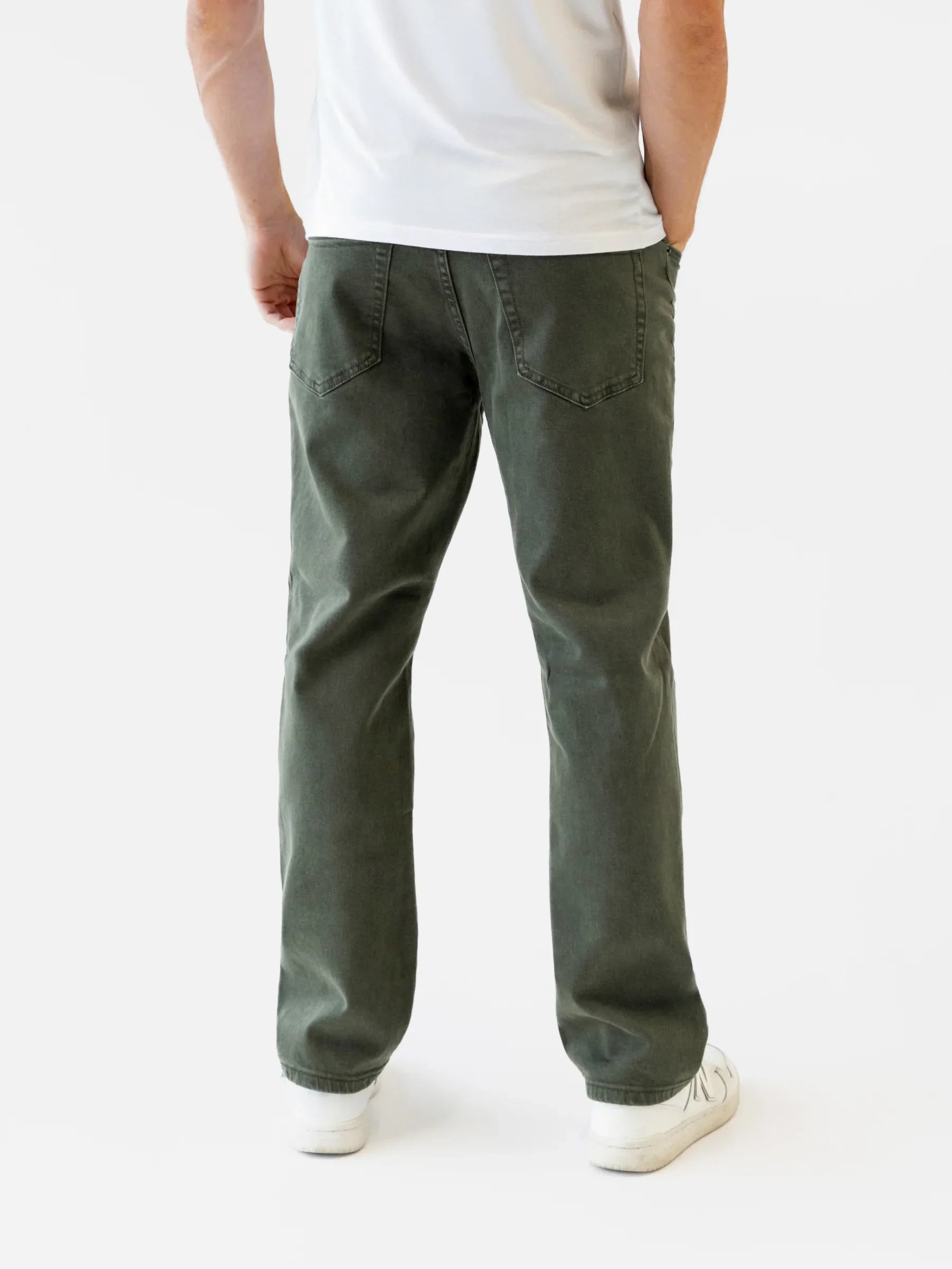 Straight Leg Jeans - Olive Green
