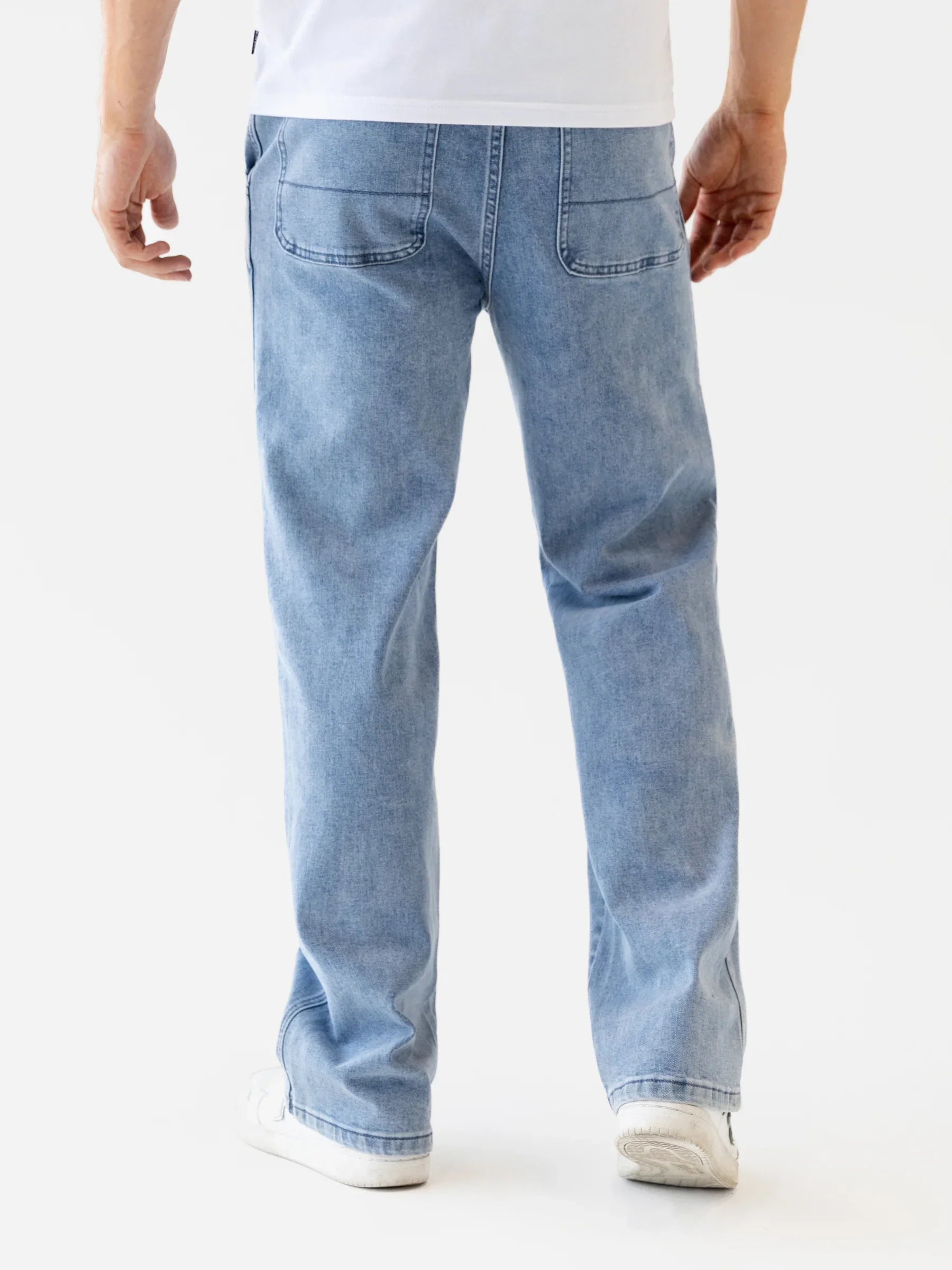 Straight Leg Jeans - Washed Blue
