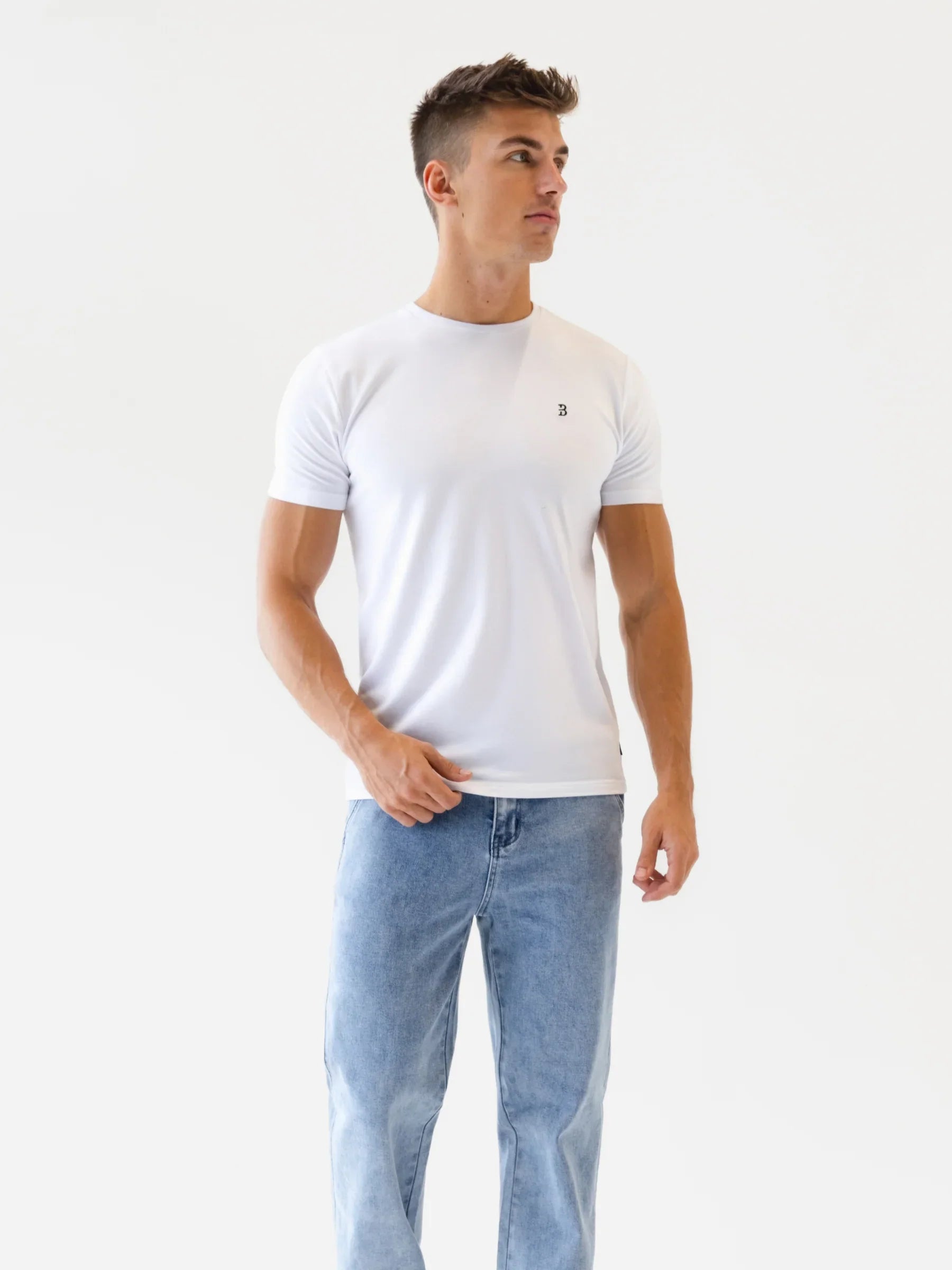 Straight Leg Jeans - Washed Blue