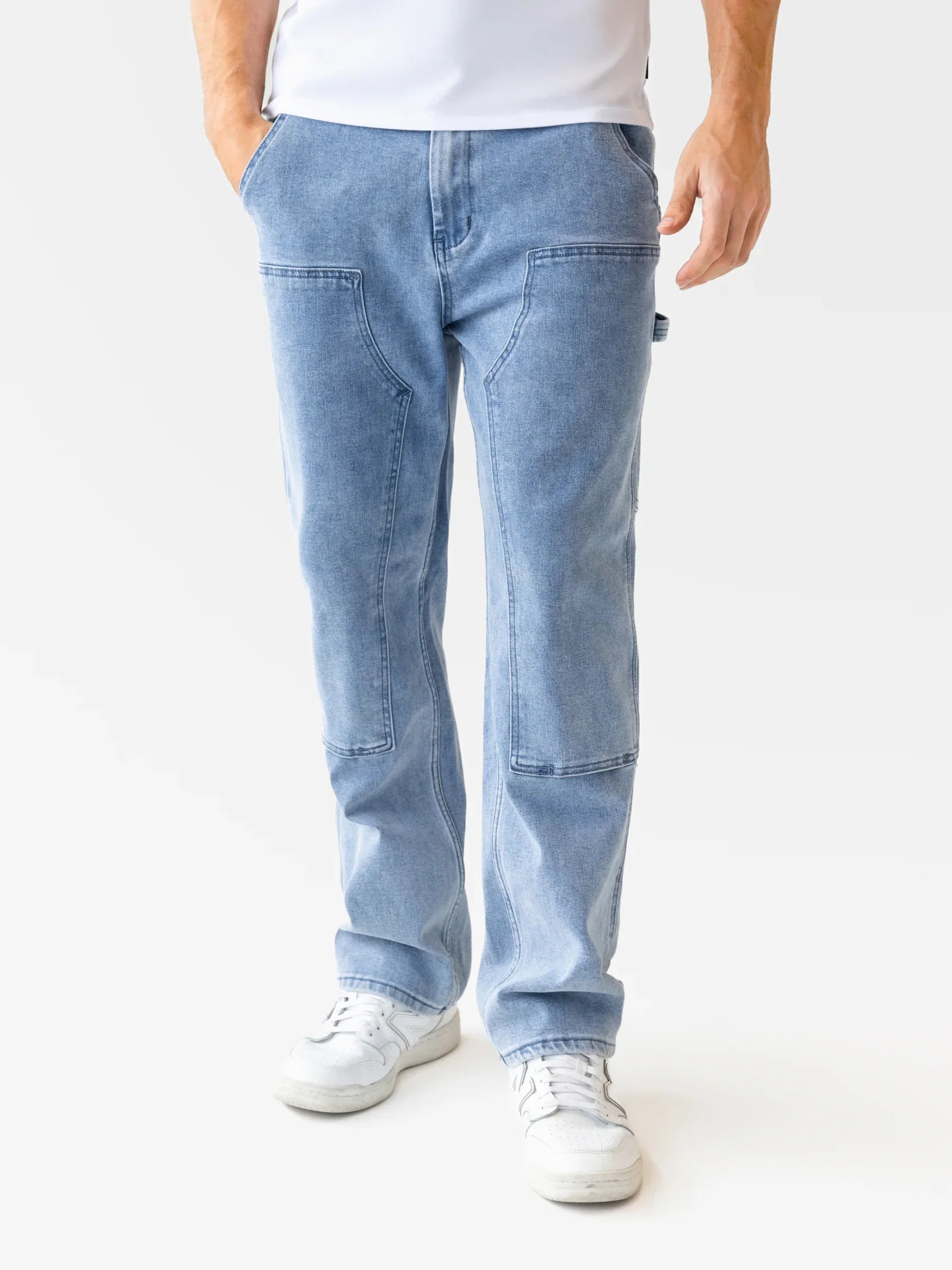Panel Jeans - Washed Blue